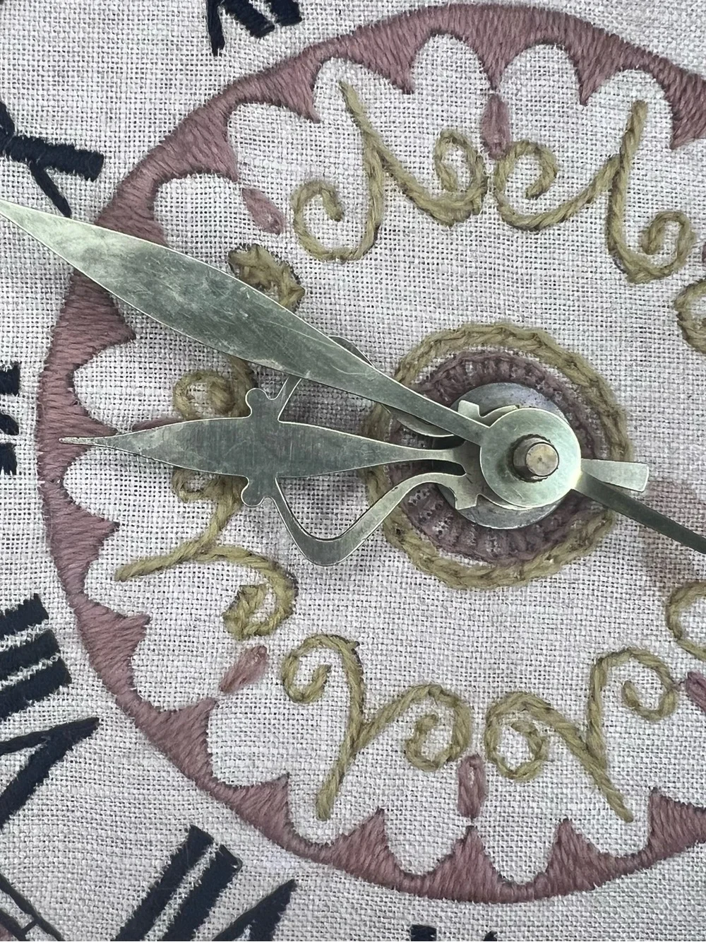 Vintage Needlepoint Handmade Floral Wall Clock with Roman Numbers 14x2